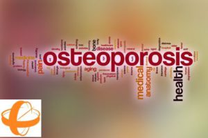 Osteoporosis word cloud concept with abstract background